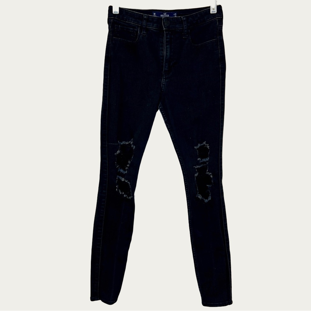 Hollister Women's Black Distressed High-rise‎ Super Skinny Stretch Jeans Size 3R